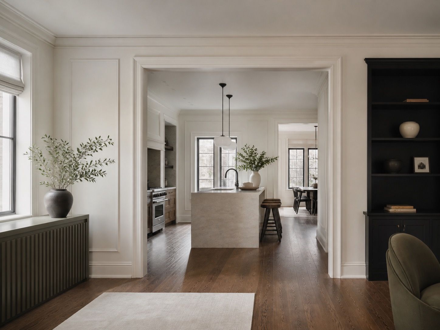 Renovated interior with restored trim and open room transitions